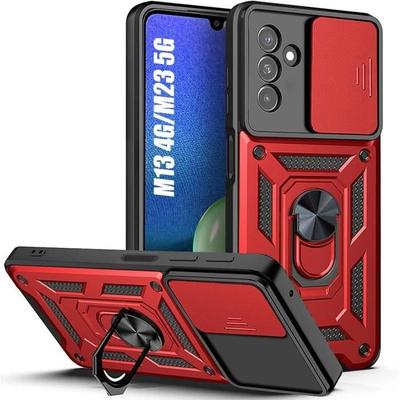 Case for Samsung Galaxy M13 - M23 5G Red - Shockproof Rigid Back Ring Stand Reinforced Edge