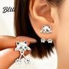 Commuting Accessories 1 Pair Cute Funny Cat Earrings for Women Teens Girls Versatile Daily Wear Mini Animal Stud Earrings Statement Jewelry