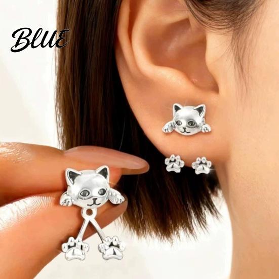 Commuting Accessories 1 Pair Cute Funny Cat Earrings for Women Teens Girls Versatile Daily Wear Mini Animal Stud Earrings Statement Jewelry