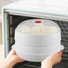 Microwave Steamer with Lid and Tray Kitchen Vegetable Steamer Kitchen Cookware for Heating Meals Pasta Dumpling Meat Bacon Corn