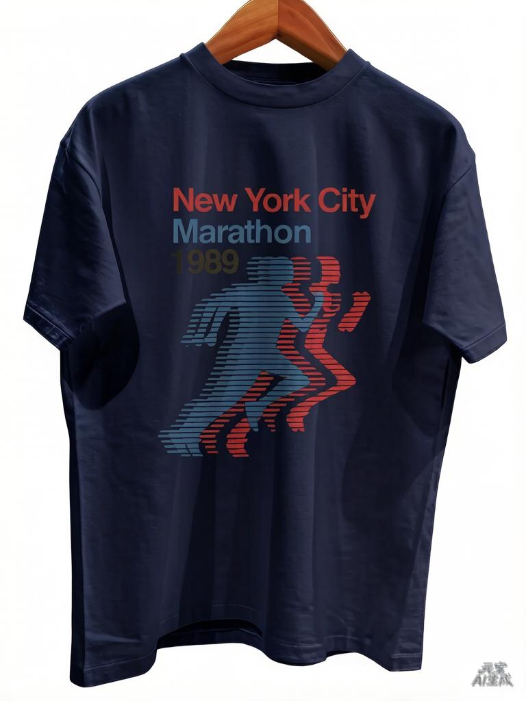 Tshirt 1989 New York City Runners Shirt Vintage Sports Graphic Red Blue Stripe Silhouette Summer Casual Cotton Unisexs Tshirt