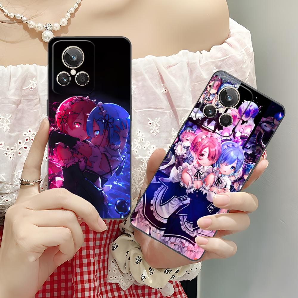 ReZero Rem Ram Matte TPU Mobile Phone Case for Realme 15 14 13 12 11 10 9 Pro Plus T i Lite 5G Colorful Printing Cover