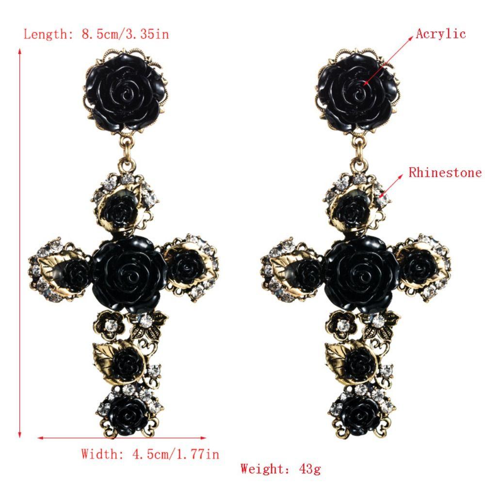 Baroco Style Crystal Ear Stud Aesthetic Flower Stud Earrings  Lolita Accessories