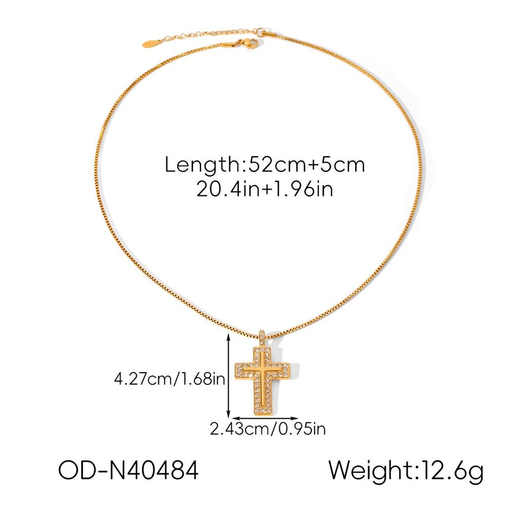 Heiß verkaufende französische Edelstahl-Kreuzkette mit Zirkon- und Perlenanhänger