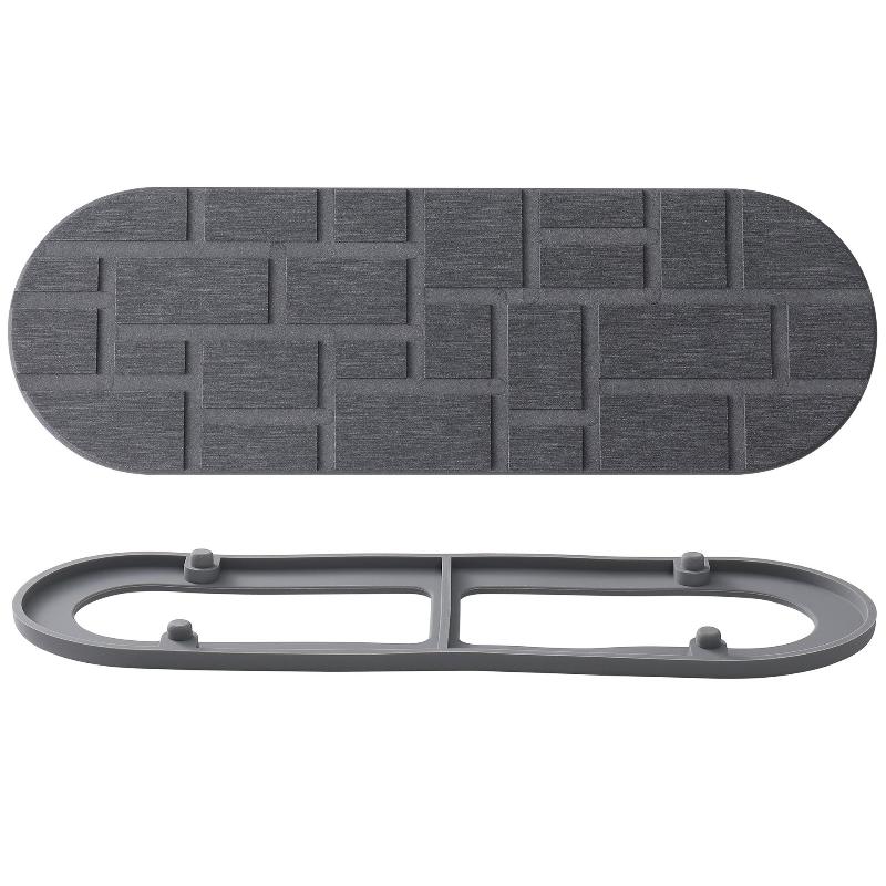 Vassoio per Lavello in Diatomea con Base in Silicone Pietra Essiccazione Rapida Tappetino per Piatti per Bancone Cucina Bagno Porta Dispenser Sapone