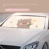 Summer Car Sunshade Creative Car Retractable Sunshade with Thermal Insulation Cartoon Bear Rabbit Car Sunshade