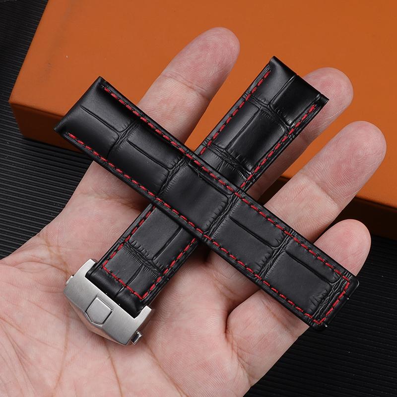 Классический 24 мм 20 мм 22 мм для TAG Heuer Calera кожаный ремешок для часов Синий — фото 7