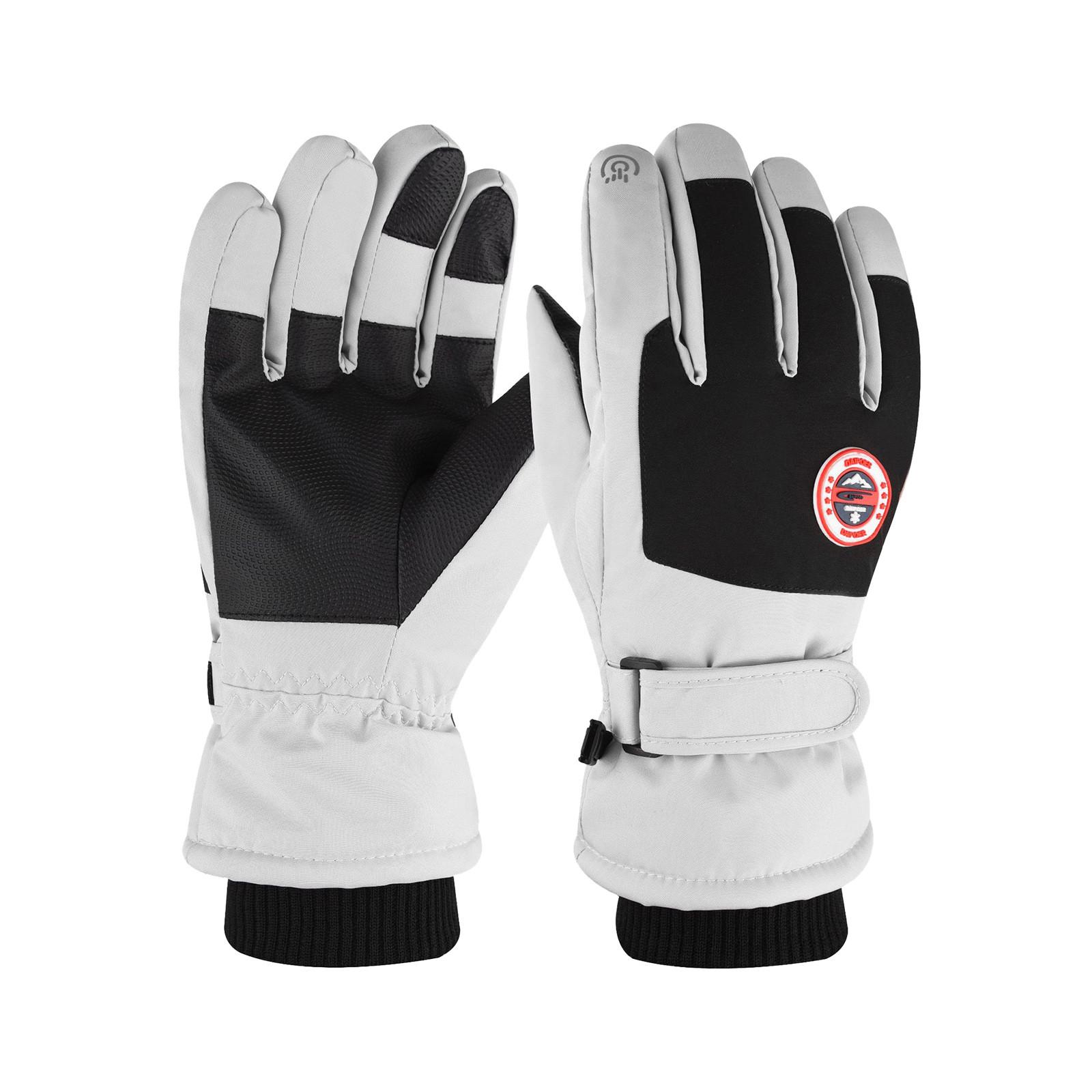 

Зимние лыжные снежные перчатки для женщин и мужчин, молодежные водонепроницаемые согревающие перчатки с сенсорным экраном One Size