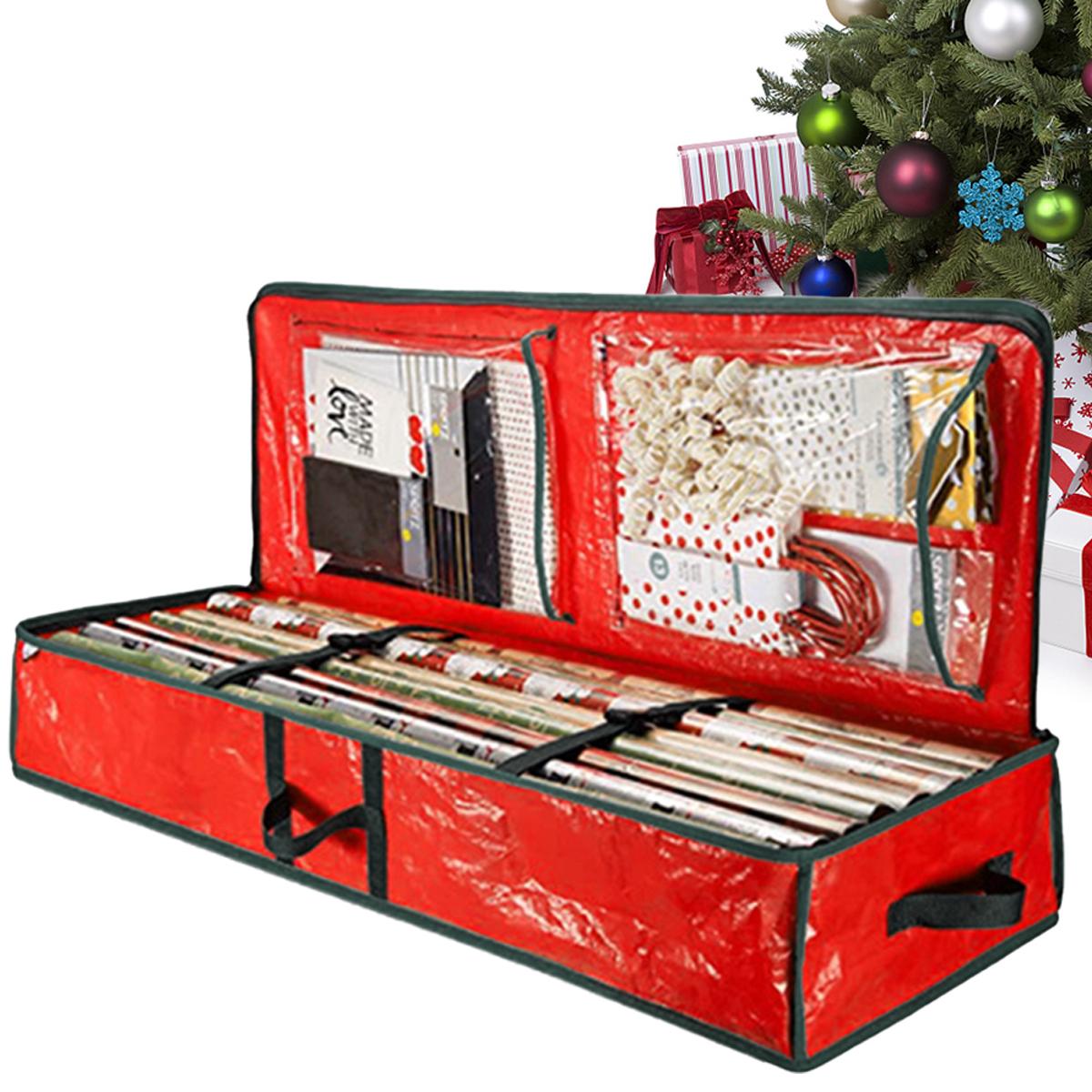 Large Christmas Gift Wrap Storage Bag Waterproof Weave Underbed Storage Organizer Wrapping Paper Storage Box 1029x355x155cm 4940₽