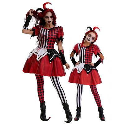Halloween, Kids Clown Cosplay Costumes Parent-Child Costumes Circus Soul Clown Adult Costumes