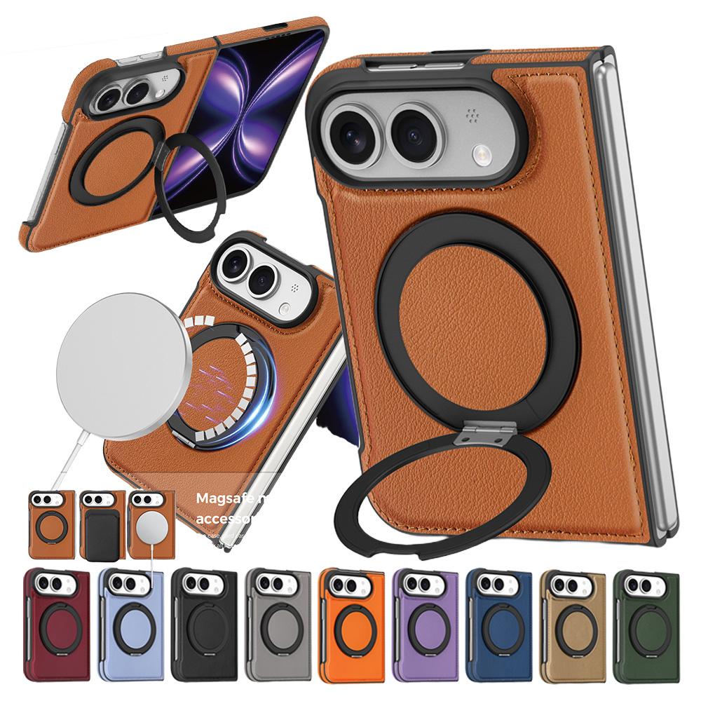 Case For Iphone Duo Business Leather Texture Rotating Bracket Case Magnetic Wireless Charging Charging Phone Cover