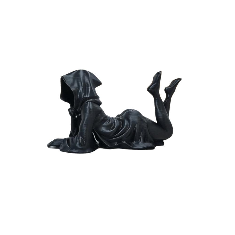 3D Printed Death Statue Dark Style Gothic Girl Statue Ghost Figurine Desktop Decoration Black Girl