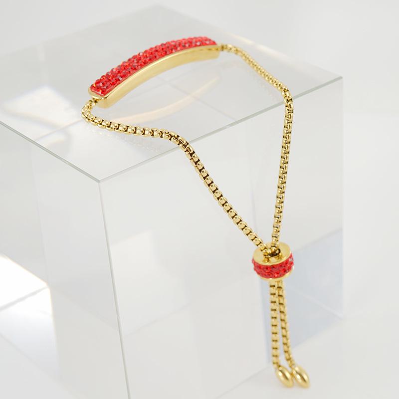 Kadınlar için 18 Ayar Ayarlanabilir Elmas Setli Paslanmaz Çelik Bileklik - Minimalist Çok Renkli Kelepçe