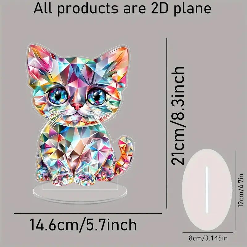 2D Colorful Animal Acrylic Ornaments Colorful Cat Figurine Decoration Kitten Standing Miniature Desktop Decoration For Home