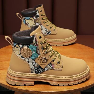 Fashion Men's Boots Fashion Motorcycle Boot Waterproof Leather Boots New Lace-Up Platform Boot High Top Boots for Men Boot Botas Hombre