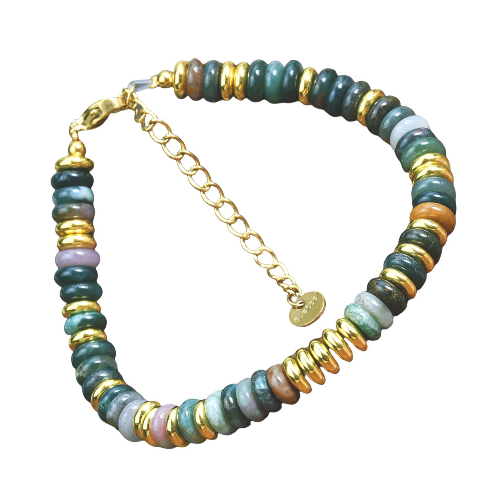 

Модный браслет ручной работы с разноцветными бусинами из натурального камня, цепочка на руку с застежкой из нержавеющей стали, водонепроницаемая цепочка на запястье E