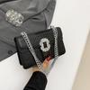 Temperature  Fashionable and Fashionable Summer New Style Simple Casual Texture Chain Crossbody Single Shoulder Small Square Bag for Women