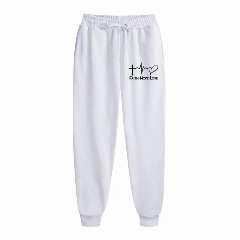 Faith Hope Love Print Pattern New Printing Style Slow Running Fitness Pants Casual Comfortable Pants Drawstring Style Pants Winter Pants