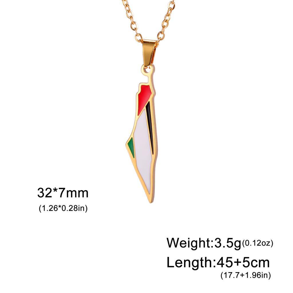 Drip Oil Palestina Kaart Hanger Ketting Roestvrij Staal Dames en Heren Plattelands Geografie Sieraden Cadeau