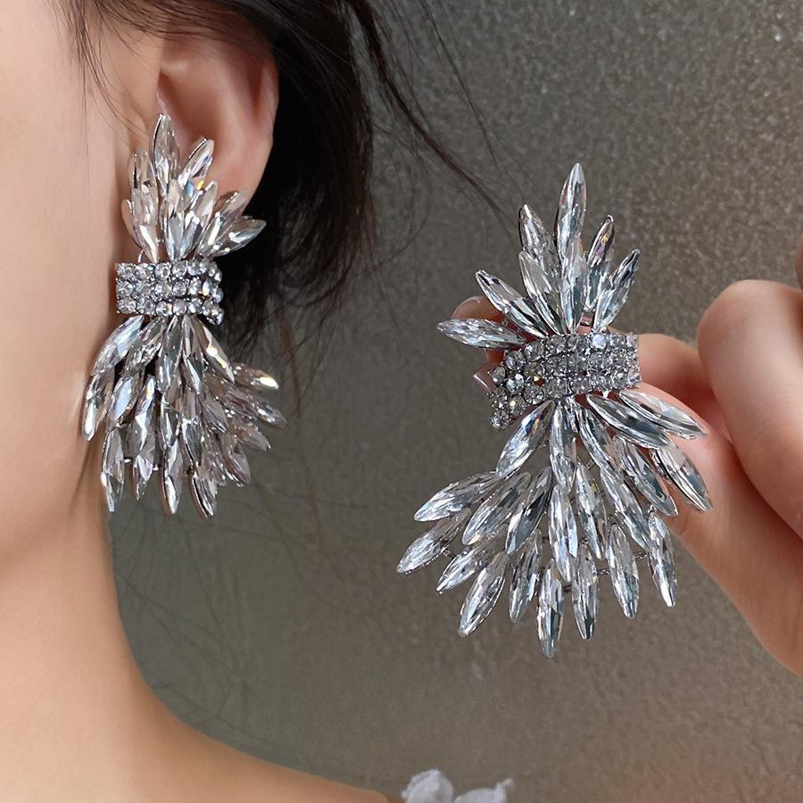 Diamant Kristall Flügel Ohrstecker übertriebene Persönlichkeit Temperament Ohrringe leichter Luxus hoher Sinn Ohrringe Damen