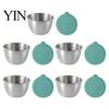 Stackable Sauce Cups for Meal Prep Stainless Steel Cup with Silicone Lid, Reusable Small Portable Salad Dressing Containers Condiment Container,