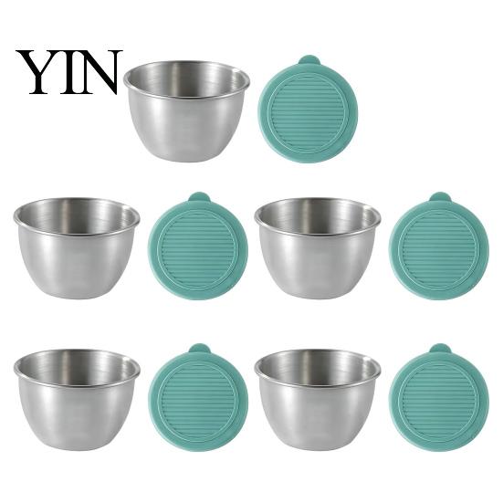 Stackable Sauce Cups for Meal Prep Stainless Steel Cup with Silicone Lid, Reusable Small Portable Salad Dressing Containers Condiment Container,
