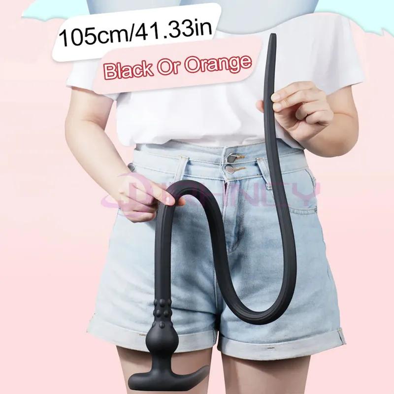 105cm Long Anal Plug Soft Silicone Hollow Anal Plug BDSM Enema Flushing Long Butt Plug Anal Sex Toys for Women Men Butplug