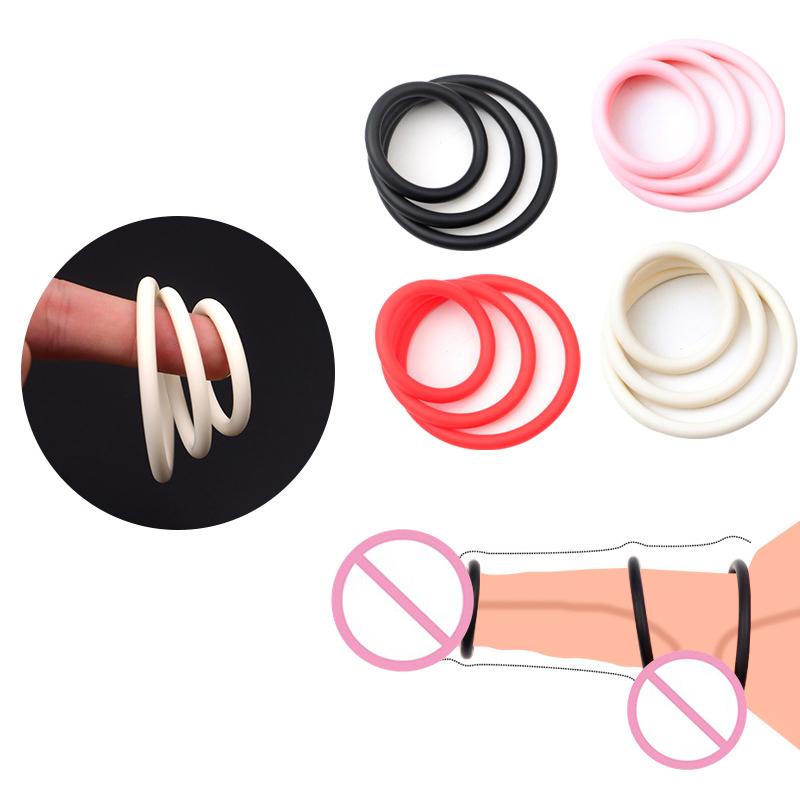 3Pcs Cock Ring Sex Toys For Men Delay Ejaculation Silicone Penis Ring Enlarge Enhance Erection Adult Supplies Remove Foreskin
