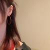 Elegant Retro Hong Kong Style Angora Red Hoop Earrings for Women