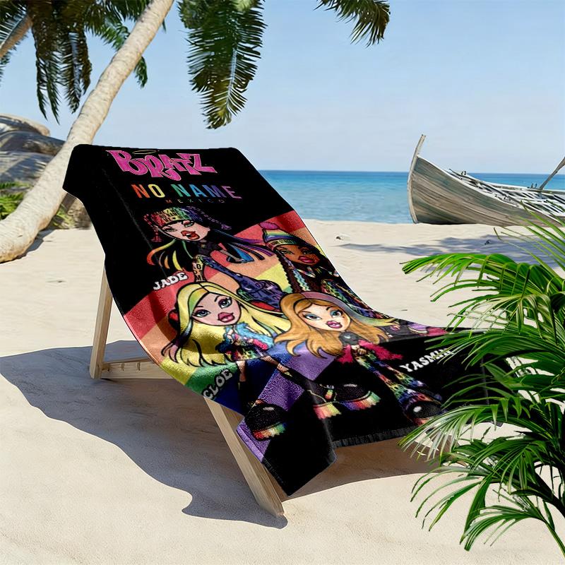 Bratz Cartoon Print Beach Towel, Large Soft Quick Dry Towel for Beach Camping Swimming