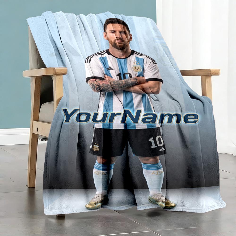 Messi 13 Customize Your Name Blanket Gift Customizable Blanket Soft Warm Cozy Throw For Office Chair Home Decor Couch Bed Four Seasons Universal