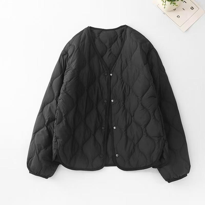 Giacca da Donna Leggera in Piuma e Cotone Vestibilità Larga Spessa Calda Senza Collo Capospalla in Cotone alla Moda Elegante per l'Inverno