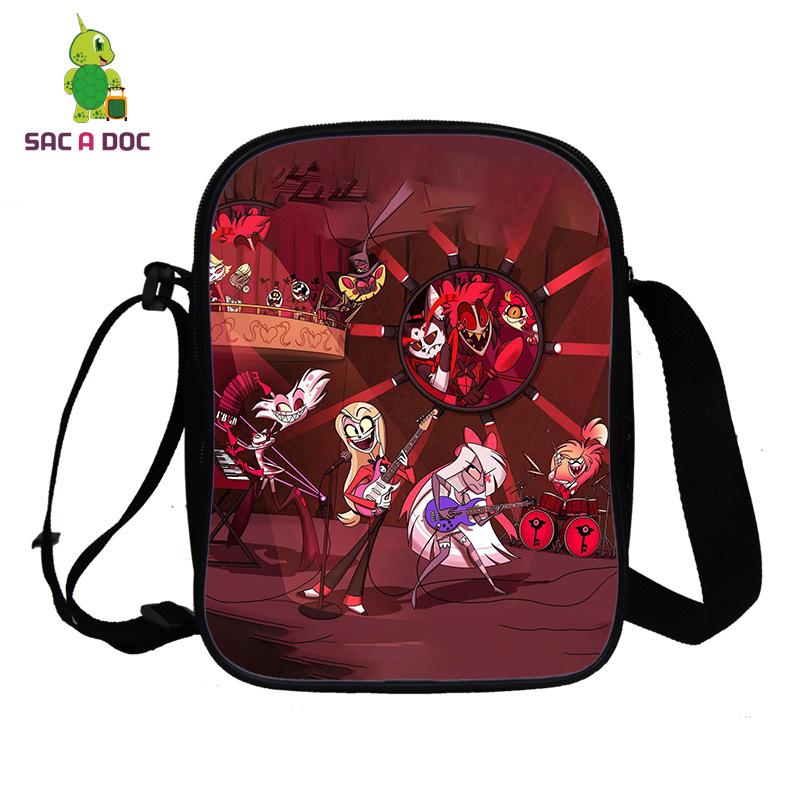 Hell Inn Animation Peripheral Crossbody Student School Bag 3D Full Color Printing Double Shoulder Bag