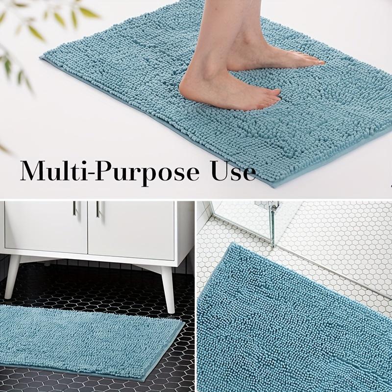 Chenille Bathroom Rug Super Absorbent Non-Slip Bath Mat Soft Fluffy Shaggy Floor Mat for Bathroom Shower Machine Washable