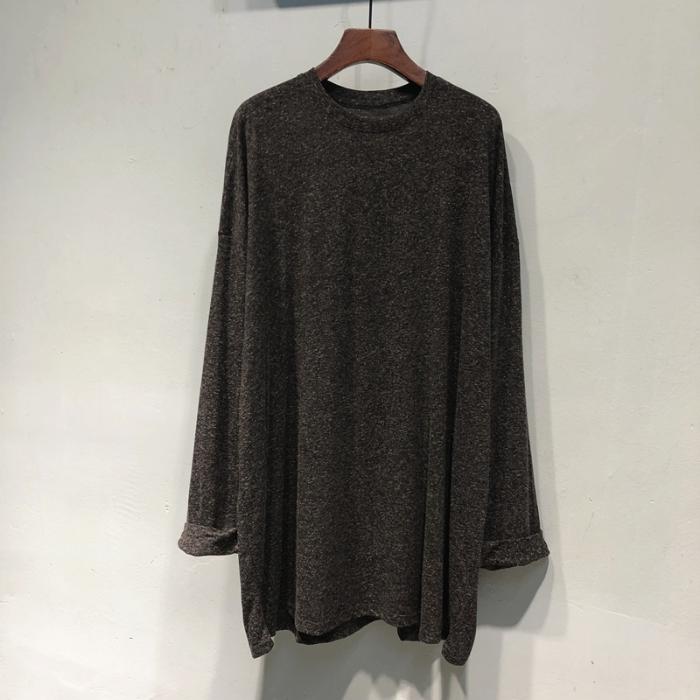 

Европейская мода Женская футболка средней длины с длинным рукавом в корейском стиле на осень/зиму, свободного кроя M