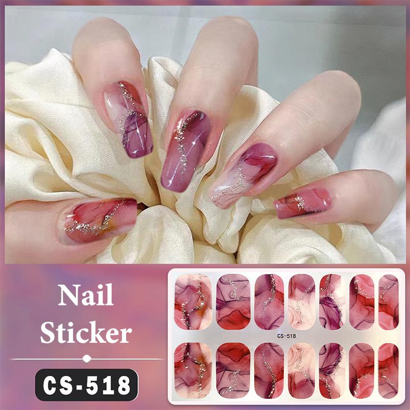Bez lampy do utwardzania Wodoodporne naklejki na paznokcie Pełne krycie Naklejki na paznokcie Mocne i niełatwe do odpadnięcia 14 paznokci/zestaw Wielokolorowe plastry na paznokcie