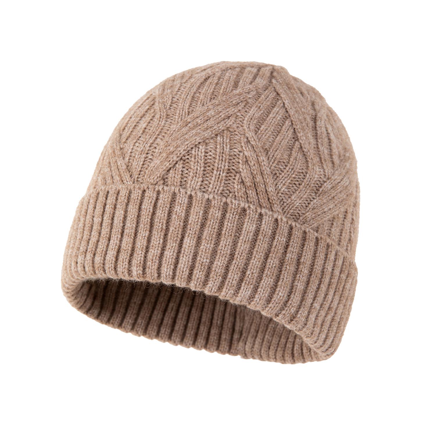 Unisex Versatile Knit Hat: Warm Wool, Brimless, Solid Color for Autumn/Winter хаки