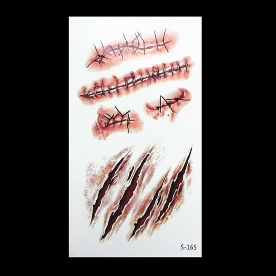 Autocolant pentru tatuaj temporar cicatrice sângeroasă de Halloween 3D, autocolant pentru machiaj de artă corporală