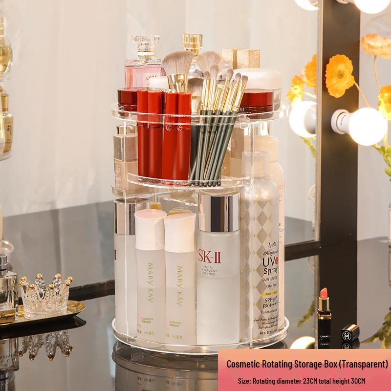 360° Rotating Acrylic Cosmetic Organizer with Diamond Pattern Standard Packaging and Manual