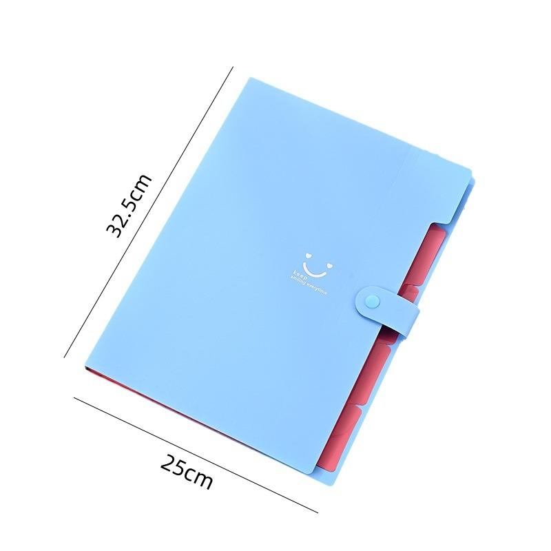 Smiling Candy Color Folder Creative Multilayer A4 Folder Text PP Piece Bag Organ Bag Test Paper Text Piece Storage Bag