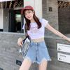 Trendy High-Waisted Light Fringe Denim Shorts for Women - Loose, Slim-Fit, Ripped A-Line Summer Style