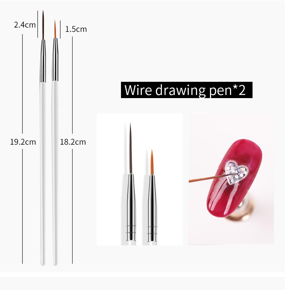 15pcs Fine Detail Paint Brush Set  Acrylic UV Gel Drawing Dotting Manicure Nail Art Design Tools Makeup Accessorie Gel Brush