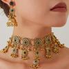 Bronze Retro Rhinestone Floral Tassel Necklace & Earrings Women's Jewelry Set