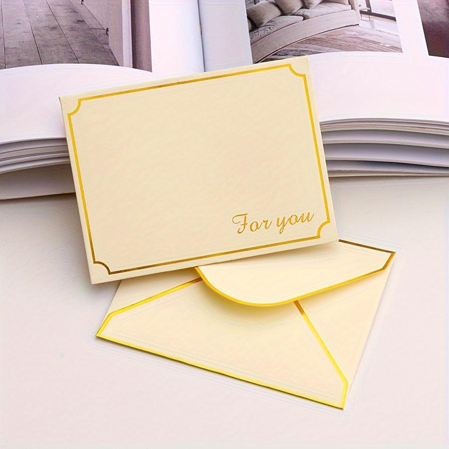 10pcs Golden Writable Greeting Cards Suitable for Birthday Wedding Blessings Congratulations Paper Envelopes ZSY