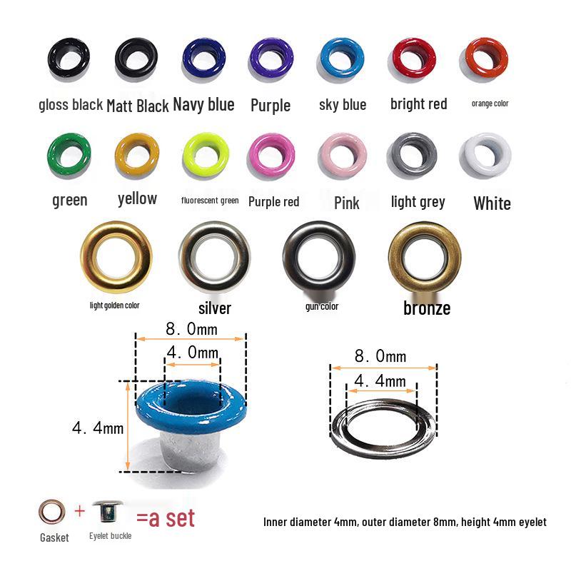 Barevná kovová očka a nýty na oblečení a doplňky