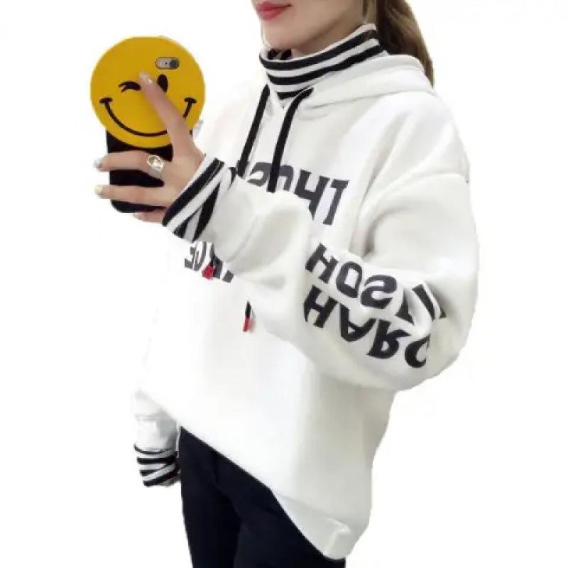 Herbst- und Winter-Sweatshirts für Damen Koreanischer Stil Samt Verdickt Studenten-Harajuku-Stil Locker Dünn Trendige Jacke