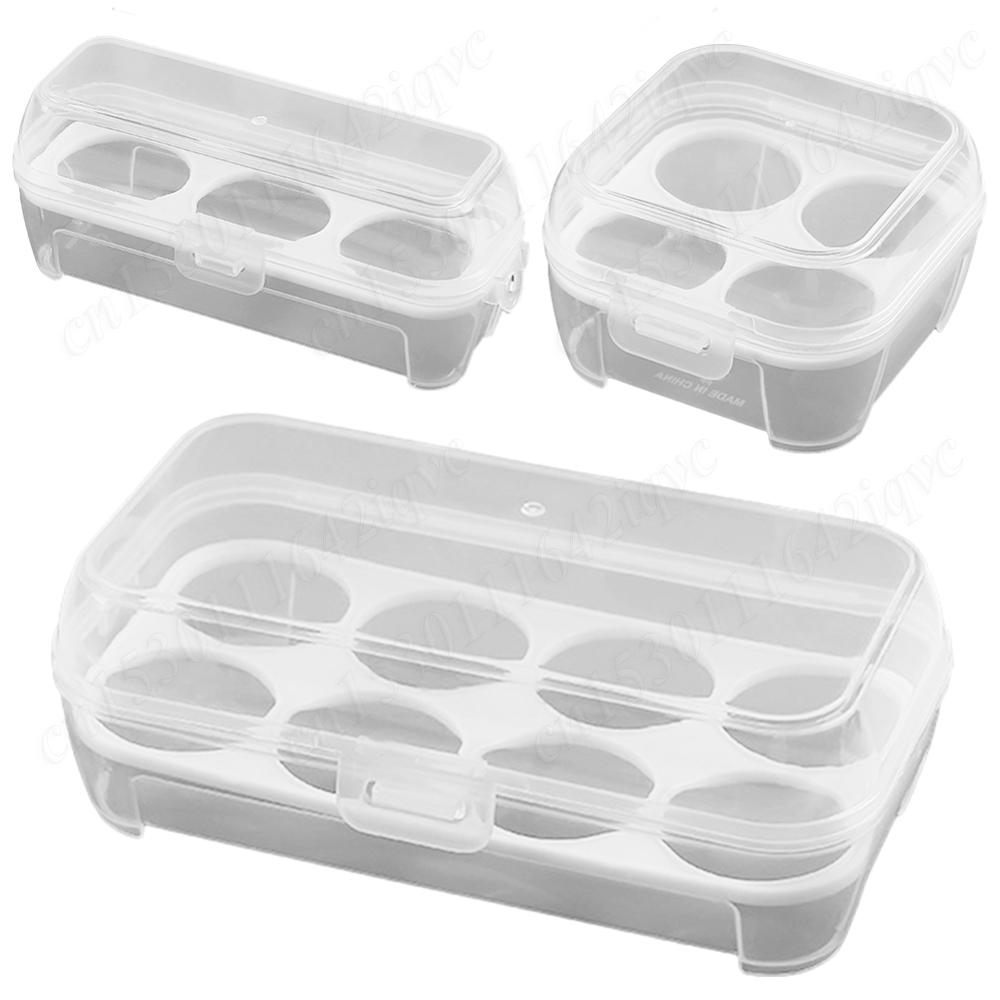 Portable Picnic Storage Containers Egg Holder PP Case with Lid 3/4/8 Grid Egg Tray Refrigerator Crisper Kitchen Organizer Drawer