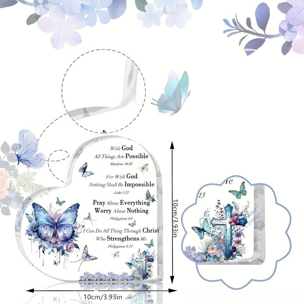 Regalo Cristiano Religione Santa, Fiori Farfalla Viola, Regalo Ispiratore, Con Versetti Biblici e Preghiera Decorazione Desktop Cristiana per Donne, Asilo