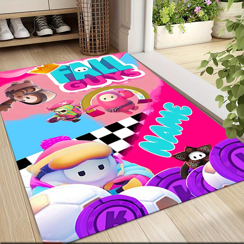 Custom Name Fall Guys Party Carpet Rug Customizable Soft Washable Anti-Slip Home Living Room Sofa Mats Personalized Rug. 090990