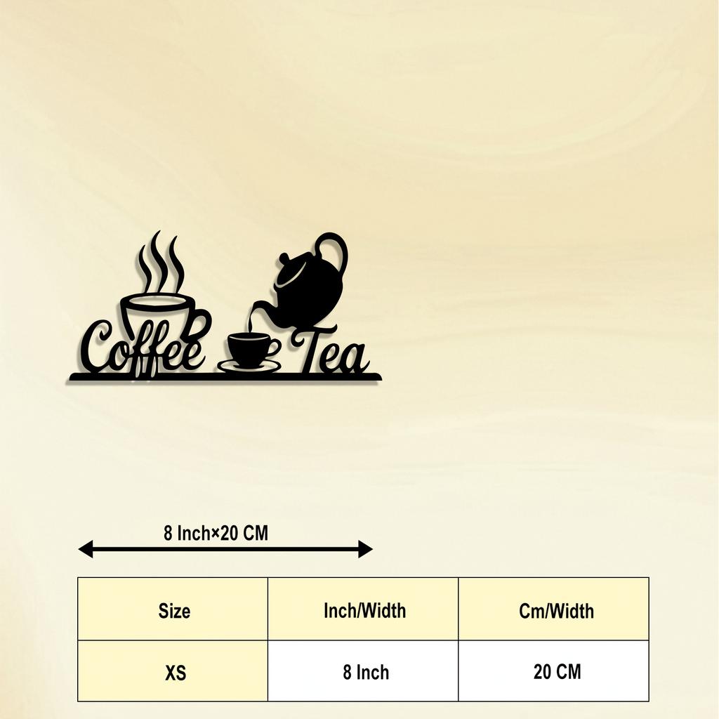Rustic 1pc Metal Coffee & Tea Wall Art Sign - Vintage Iron Coffee Bean & Tea Pot Decor with Coffee Cup & French Press Icons
